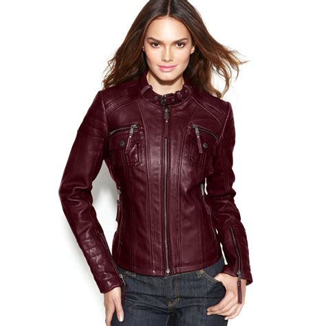 michael kors rote winterjacke|michael kors leather jacket.